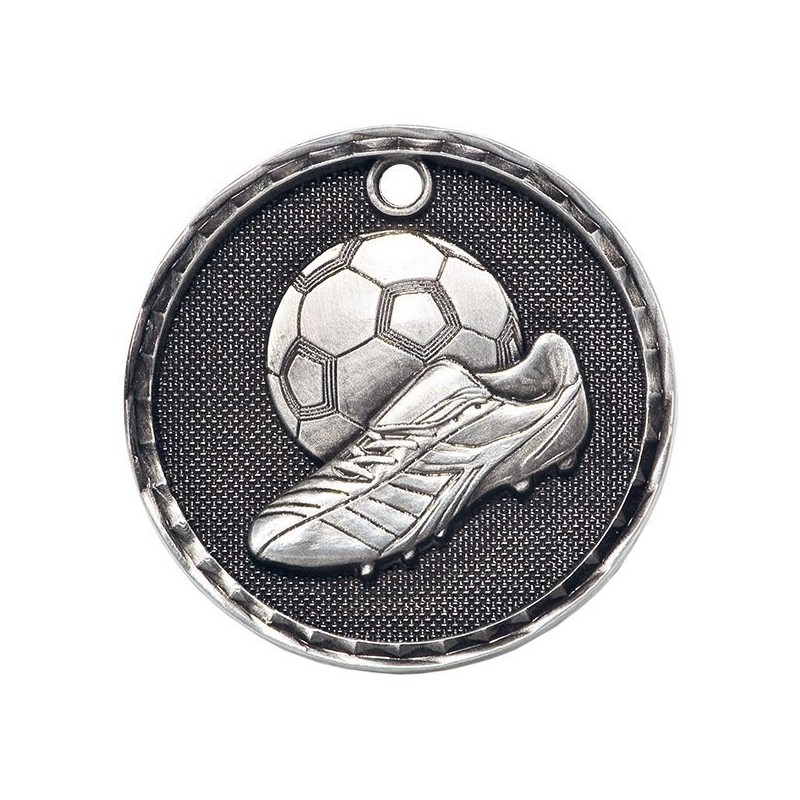 MEDALLA FUTBOL Ø50 MM PLATA VJ "3D"