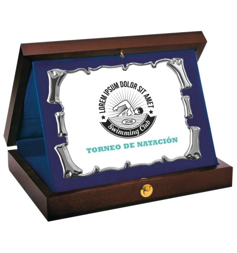 PLACA 17-168 PLATA C/ESTUCHE MADERA. SUBLIMACION