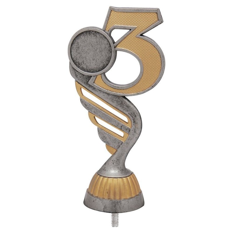 FIGURA PLASTICO FAST NUMERO 3 PLATA VJ/ORO H.13CM