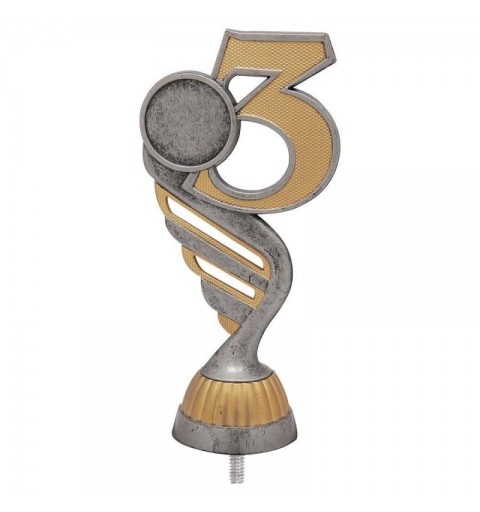 FIGURA PLASTICO FAST NUMERO 3 PLATA VJ/ORO H.13CM