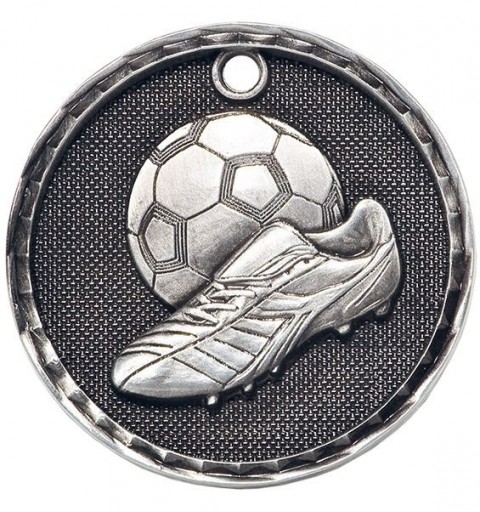 MEDALLA FUTBOL Ø50 MM PLATA VJ "3D"