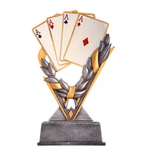 TROFEO RESINA "CINTA LAUREL" POKER H.13 CM