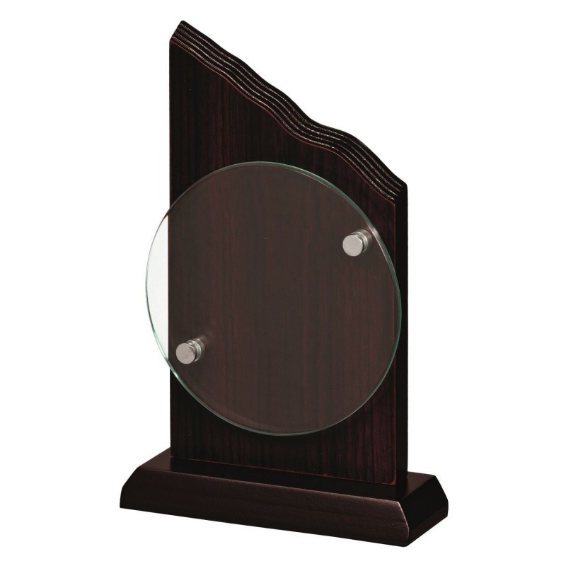 TROFEO CRISTAL C/SOP MADERA H.22CM 6MM