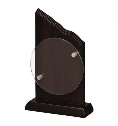 TROFEO CRISTAL C/SOP MADERA H.22CM 6MM