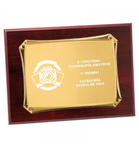 PLACA 17-211 ORO C/MADERA