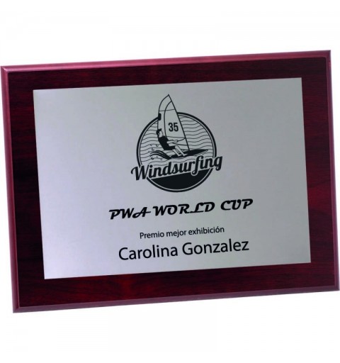 PLACA 17-000 PLATA C/MADERA