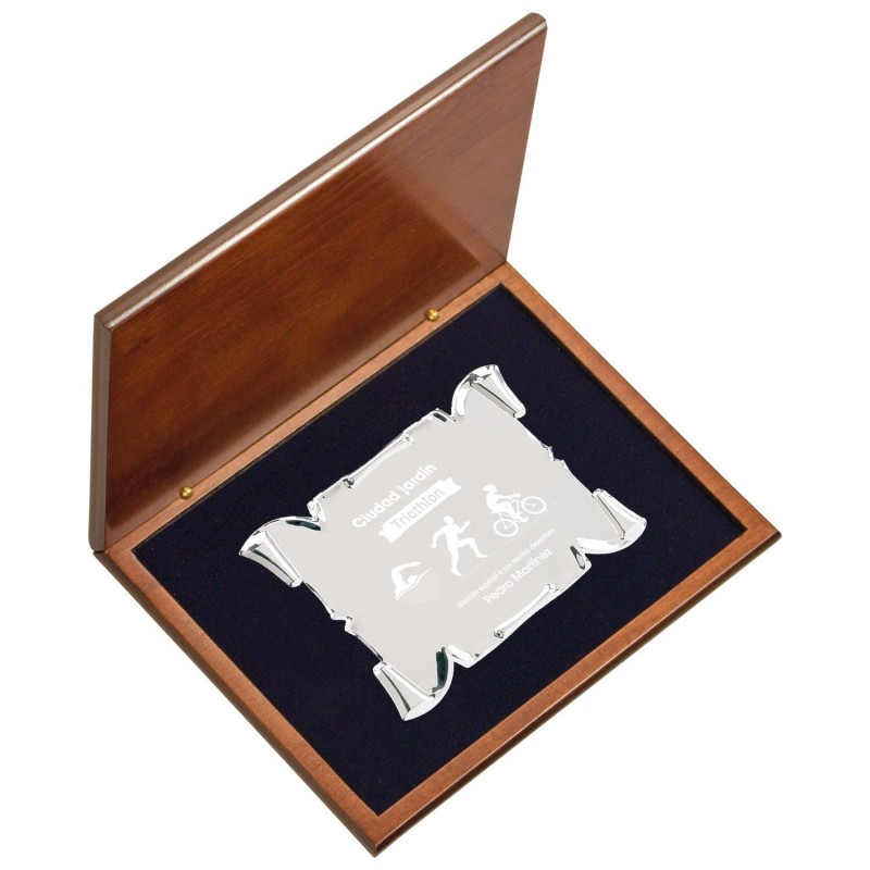PLACA 17-470 PLATA C/ESTUCHE MADERA