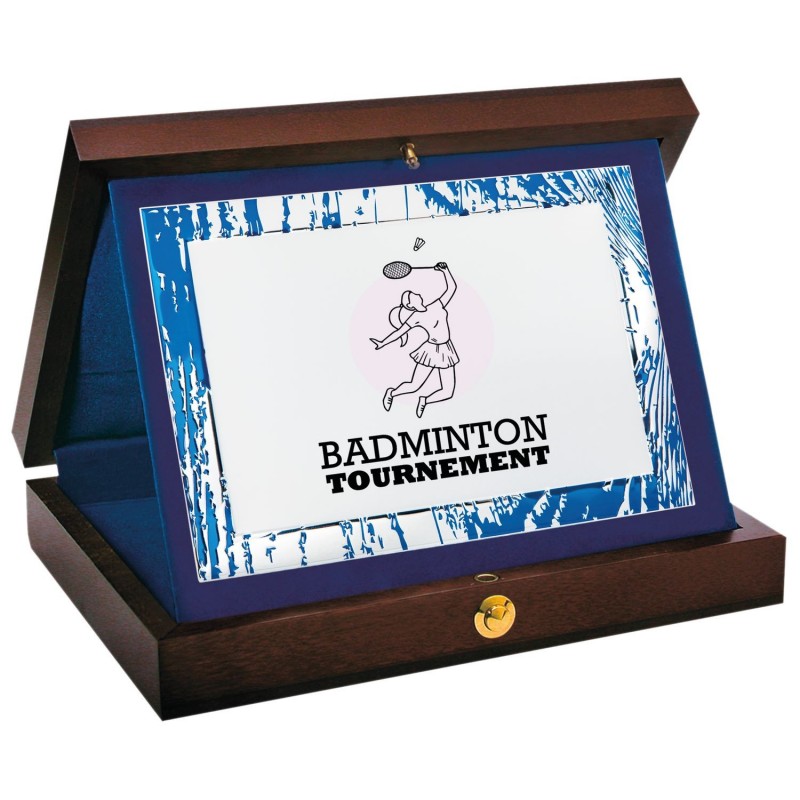 PLACA 17-148 PLATA C/ESTUCHE MADERA. SUBLIMACION