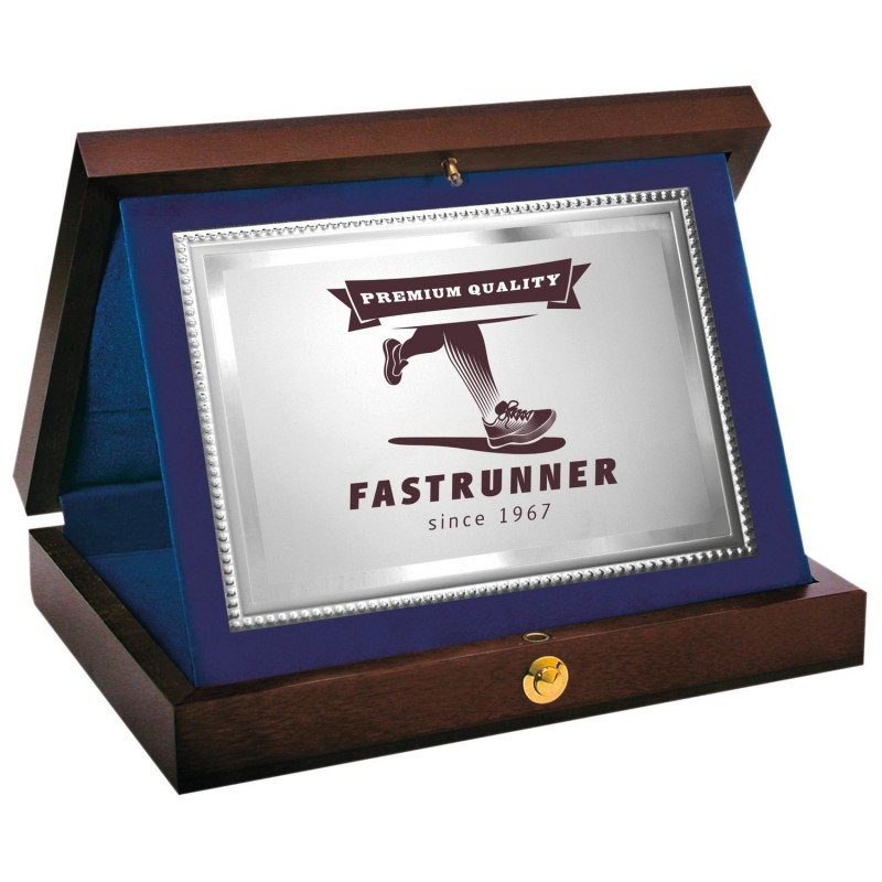 PLACA 17-128 PLATA C/ESTUCHE MADERA. SUBLIMACION