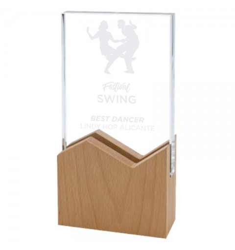 TROFEO CRISTAL 802 BASE MADERA C/ESTUCHE