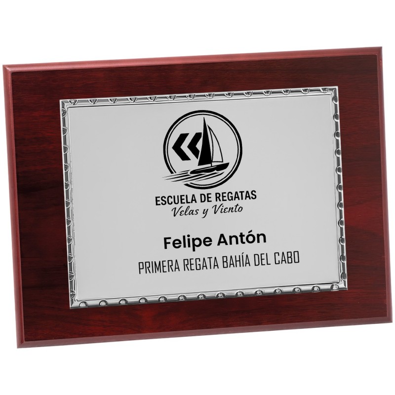 PLACA 17-261 PLATA C/MADERA