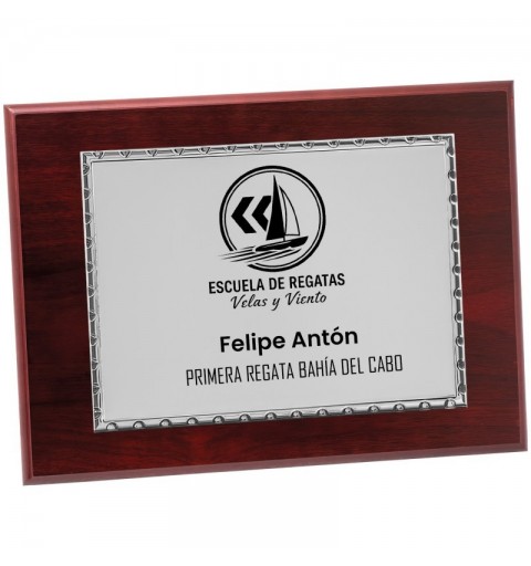 PLACA 17-261 PLATA C/MADERA