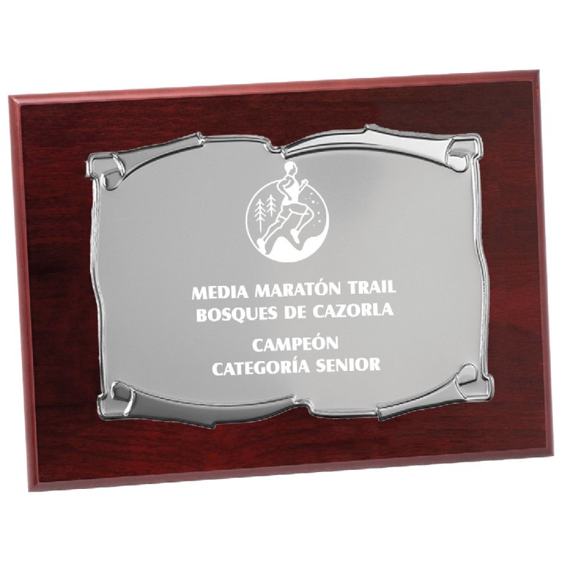 PLACA 17-221 PLATA C/MADERA