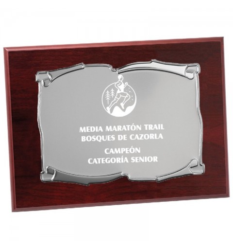 PLACA 17-221 PLATA C/MADERA
