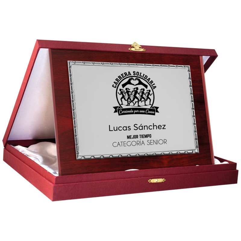 PLACA 17-266 PLATA C/ESTUCHE GRANATE SUBLIMACION