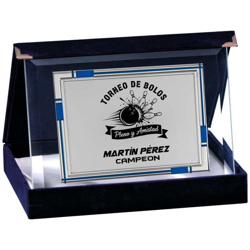 PLACA 17-245 PLATA C/CRISTAL Y ESTUCHE TARGA