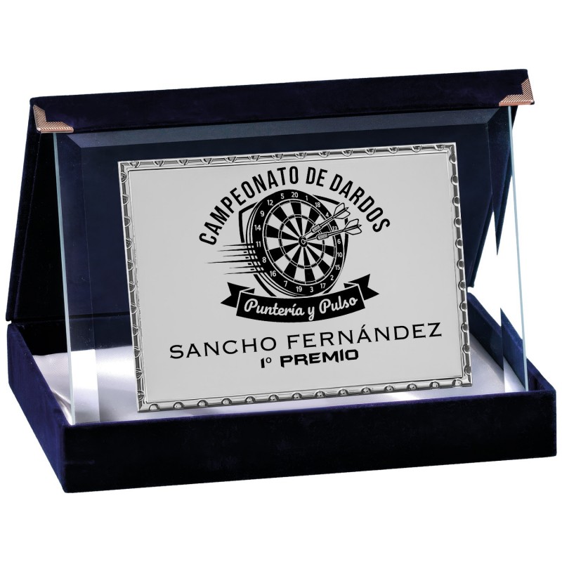 PLACA 17-265 PLATA C/CRISTAL Y ESTUCHE TARGA