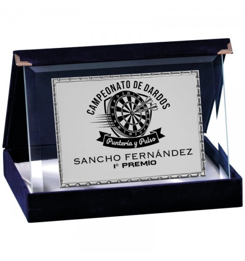 PLACA 17-265 PLATA C/CRISTAL Y ESTUCHE TARGA