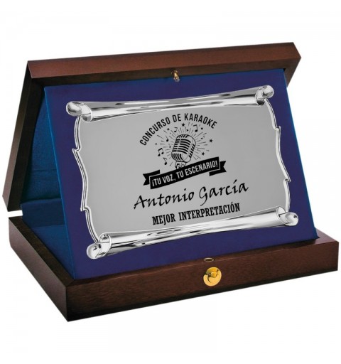 PLACA 17-258 PLATA C/ESTUCHE MADERA SUBLIMACION